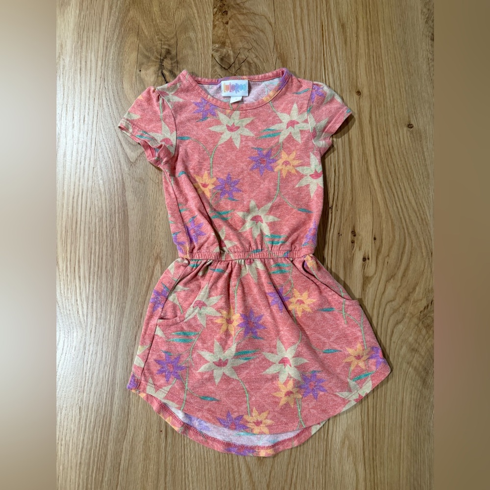 LuLaRoe Coral Floral Kids Dress